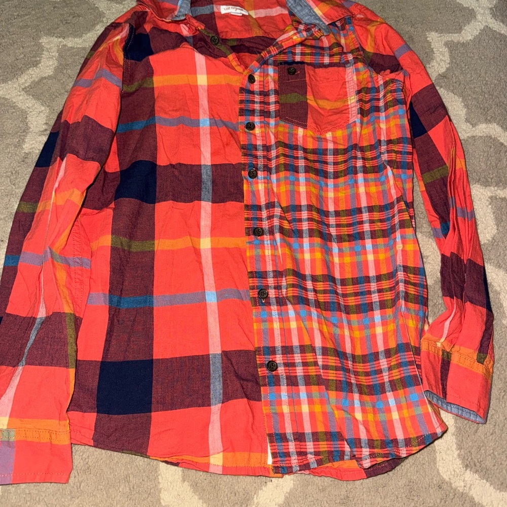Cat & Jack Orange Red Button Down Shirt